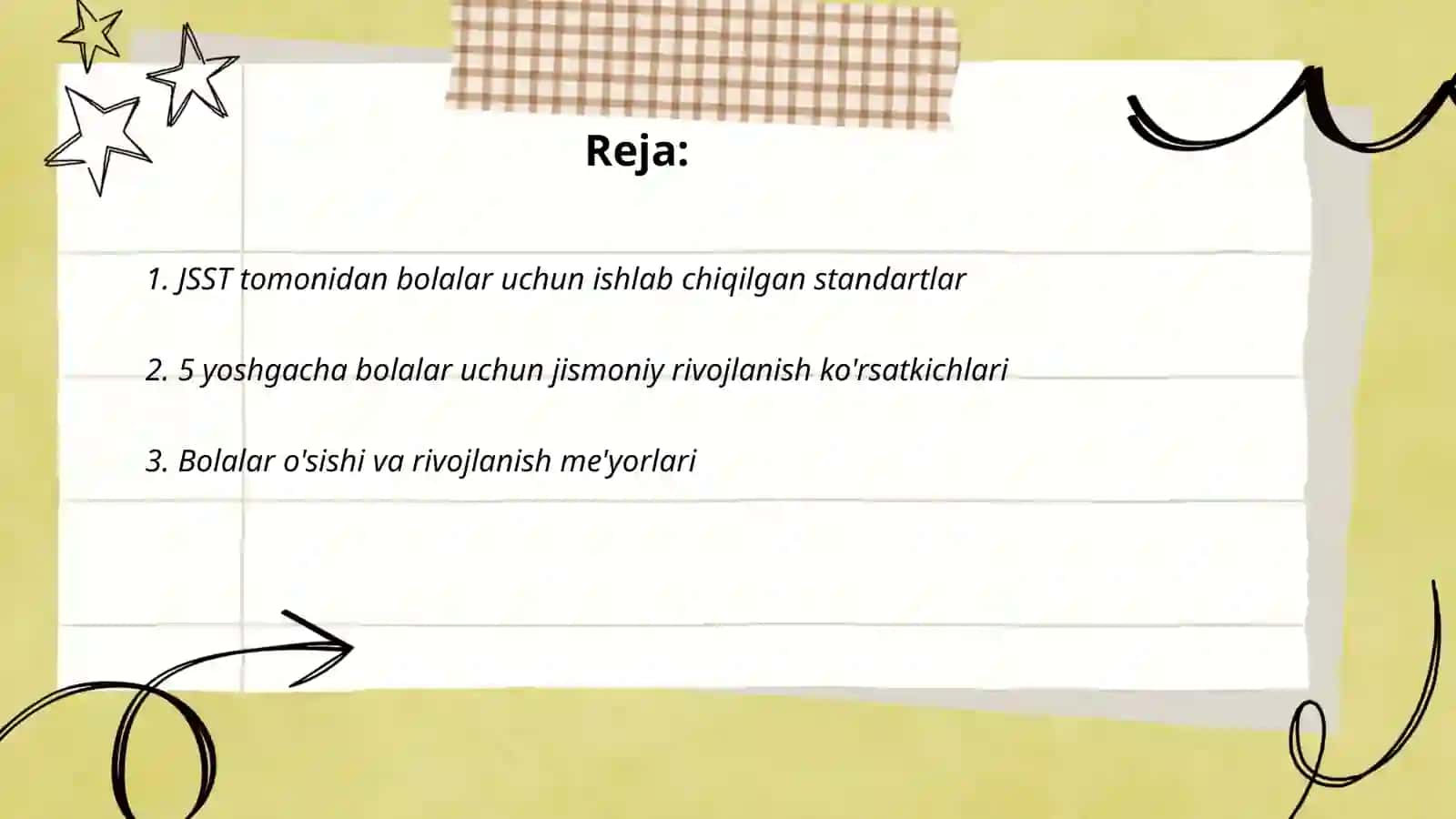 5 yoshgacha bolalar uchun ishlab chiqarilgan jismoniy rivojlanish standartlari 2