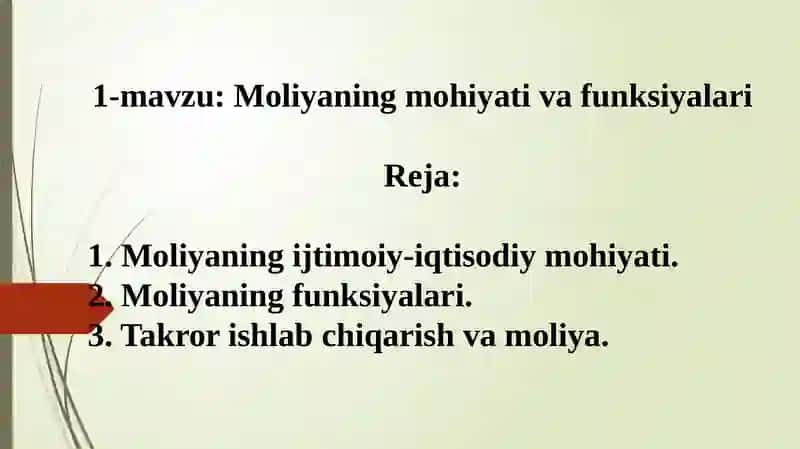 Moliyaning mohiyati va funksiyalari 2