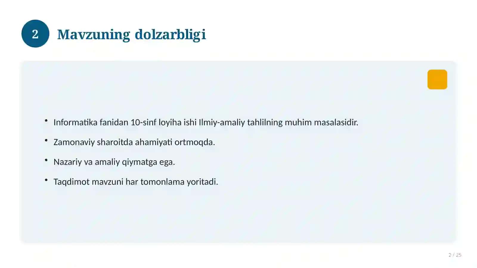 Informatika fanidan 10-sinf loyiha ishi 2
