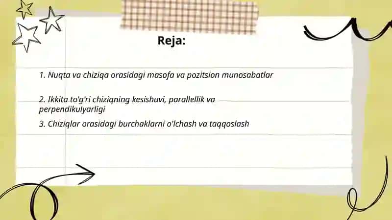 geometrik figuralar orasidagi pozitsion va metrik munosabatlarni tekshirish 2