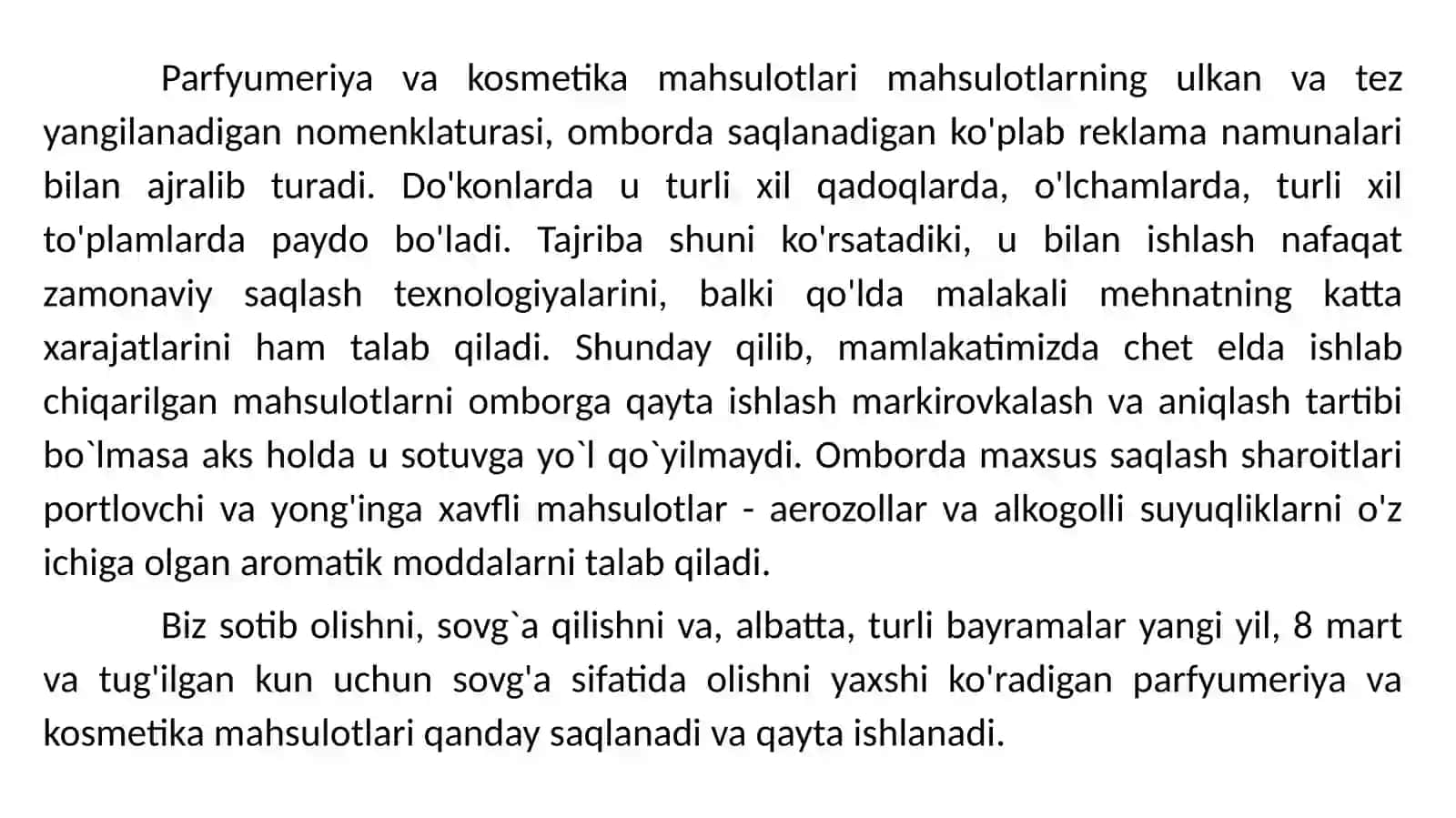 PARFYUMERIYA-KOSMETIKA MAHSULOTLARINI SAQLASH OMBORLARI 2