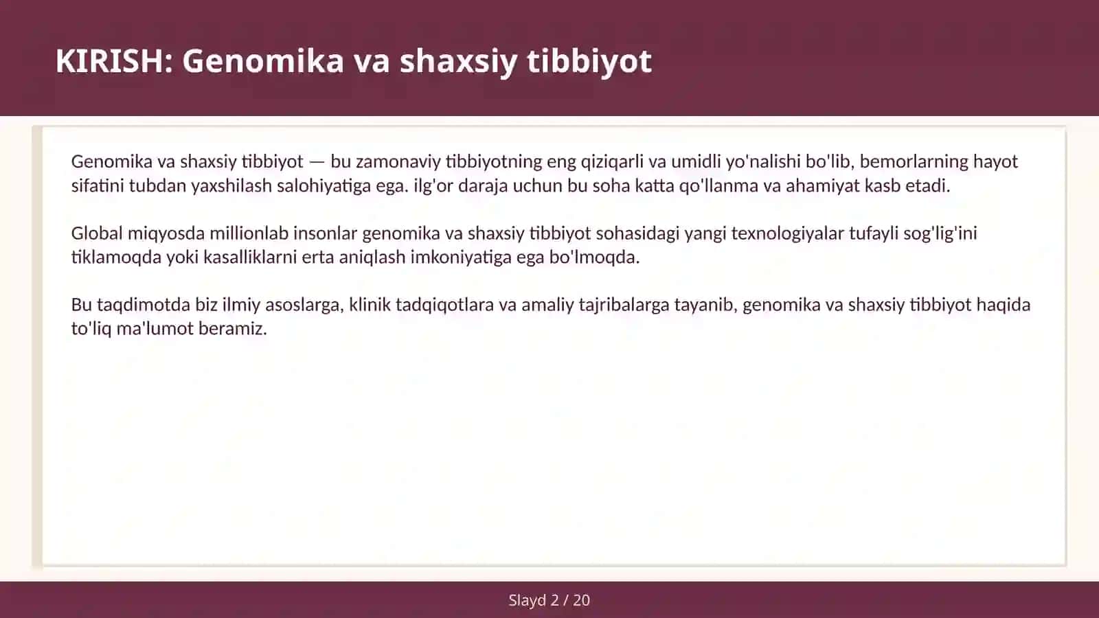 Genomika va shaxsiy tibbiyot 2