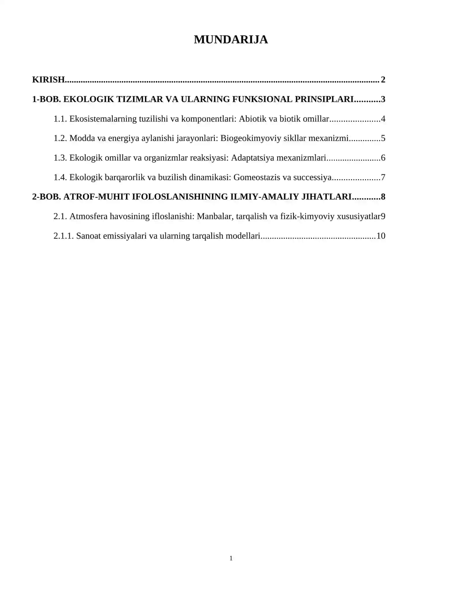 Ekologiya va atrof-muhitni muhofazasi yo‘nalishi 2