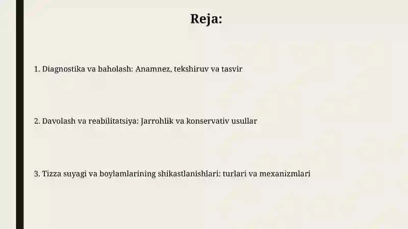 Son va tizza bogimlaringing shikastlari 2