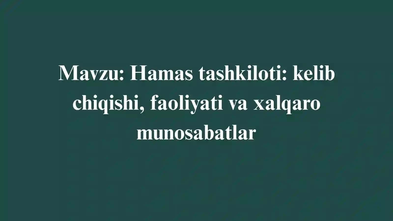 Taqdimot. Hamas tashkiloti. 2