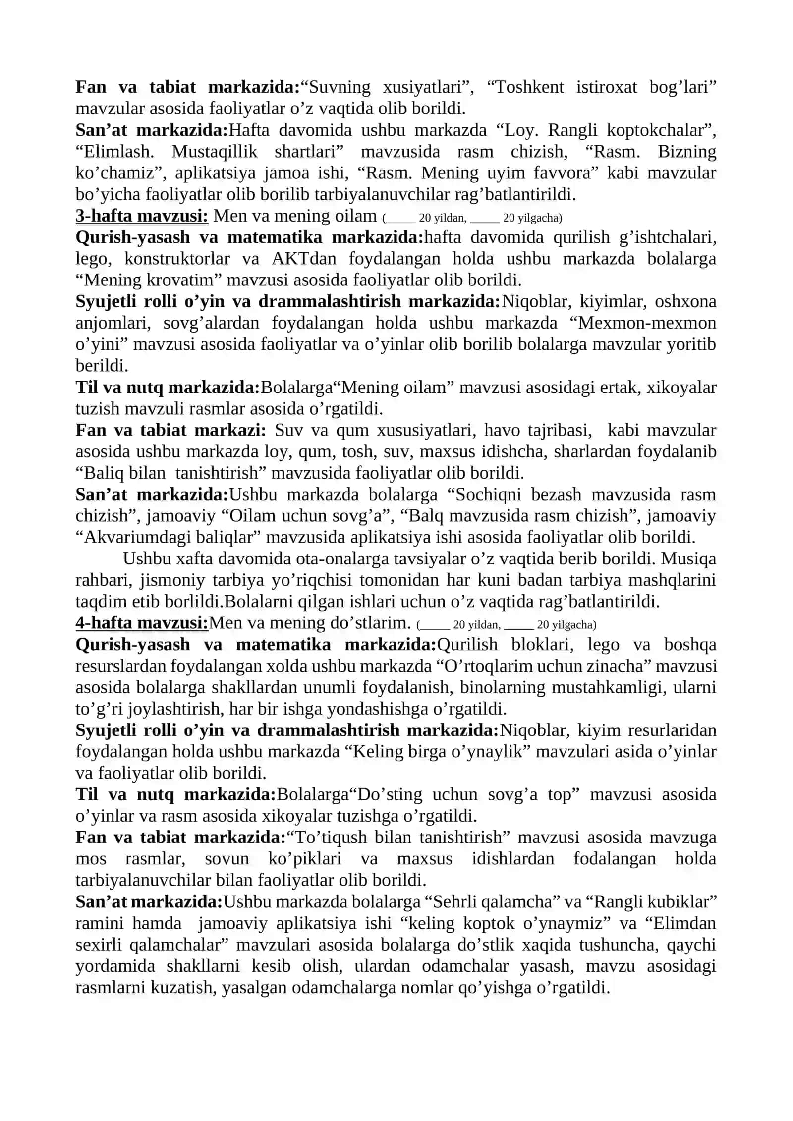 TARBIYACHI YILLIK HISOBOTI KICHIK GURUH 2026 YIL 2