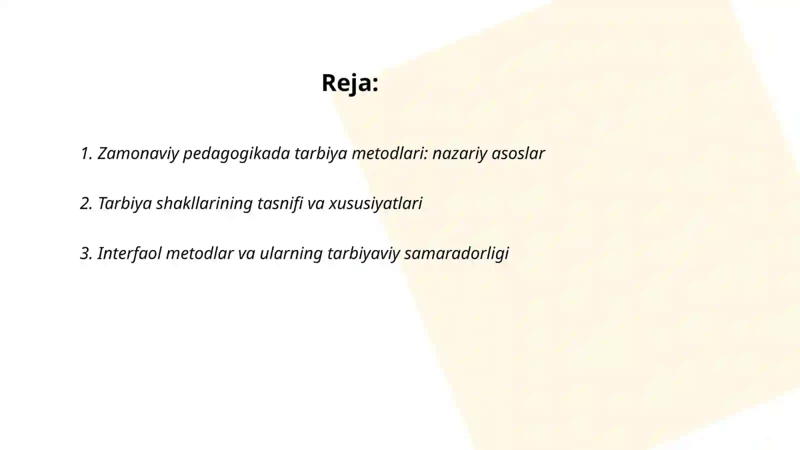 Zamonaviy pedagogikada metodlari tarbiya shakllari rejaga Zamonaviy pedagogikada tarbiya metodlari 2