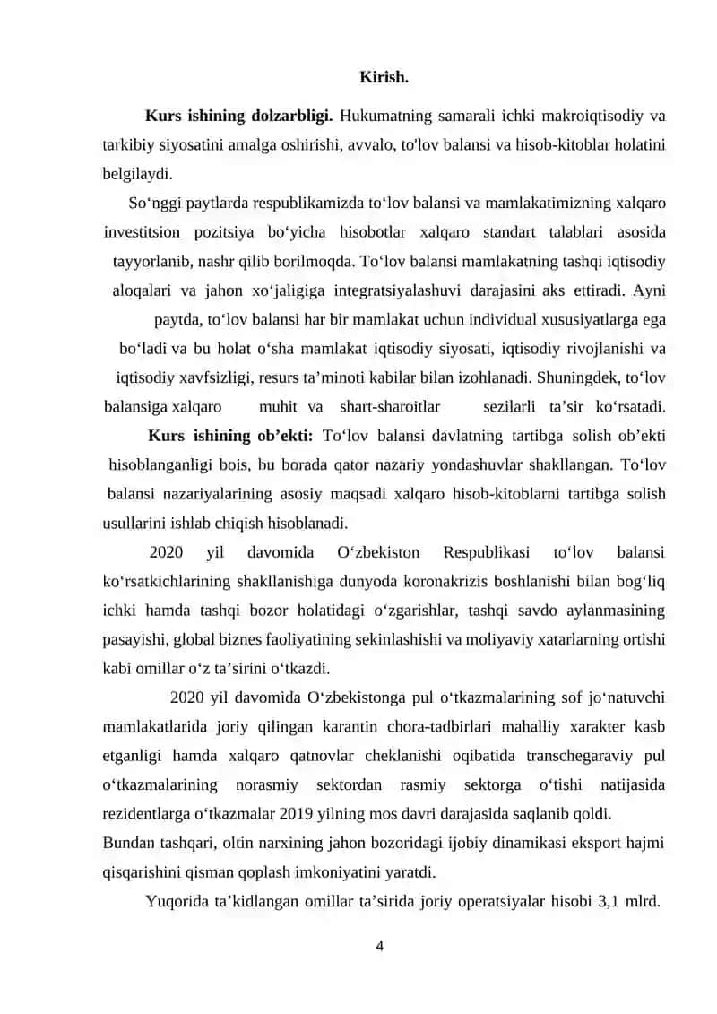 O'zbekıston Respublıkasi to'lov balansining makroiqtisodiy tahlili 2