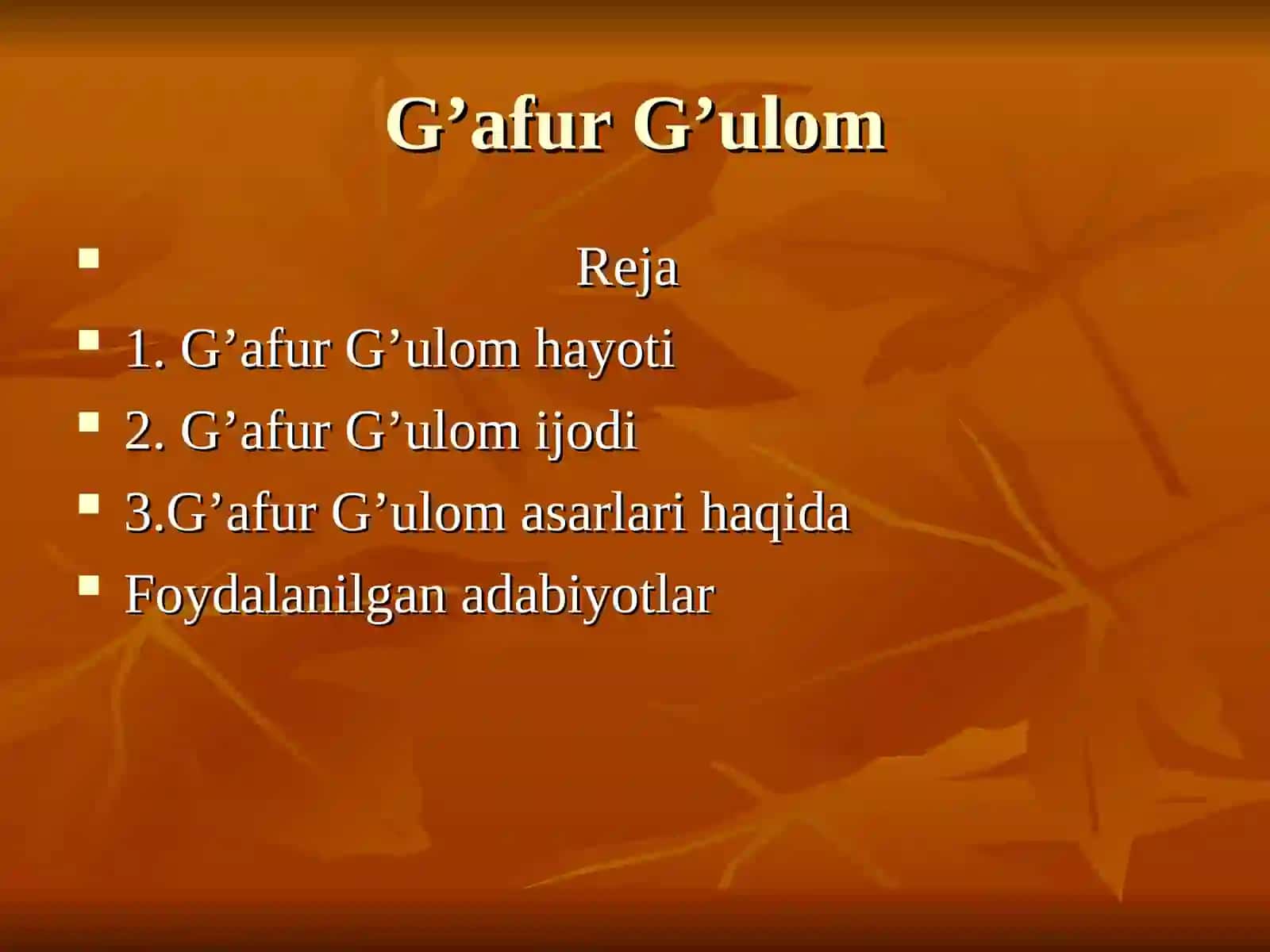 G’afur G’ulomning hayoti 2