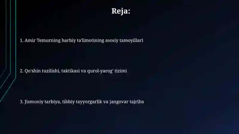 Amir Temurning harbiy ta'limoti 2