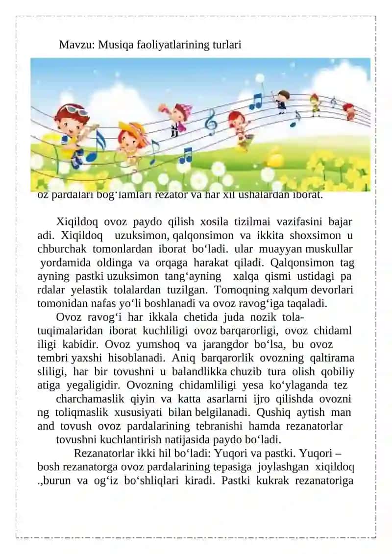 Musiqa faoliyatlarining turlari 2
