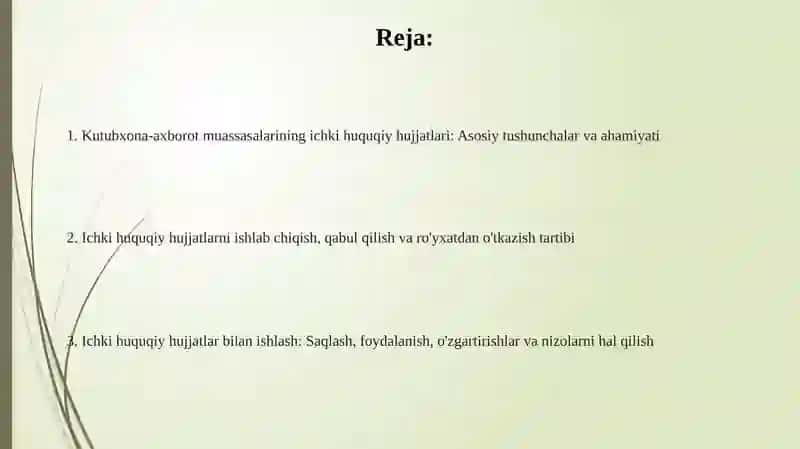 Ichki huquqiy hujjatlari 2