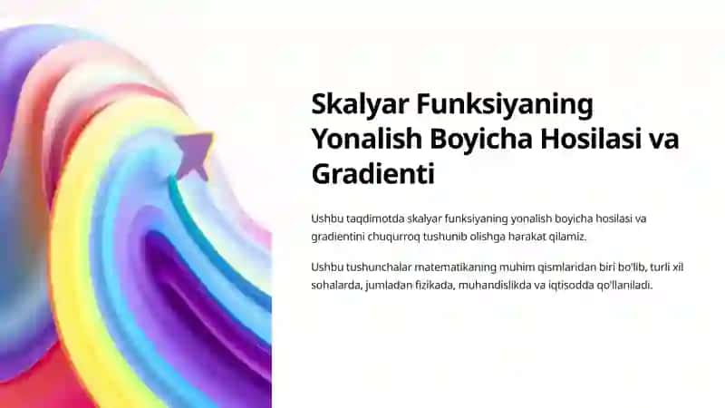 Skalyar Funksiyaning Yonalish Boyicha Hosilasi va Gradienti 2