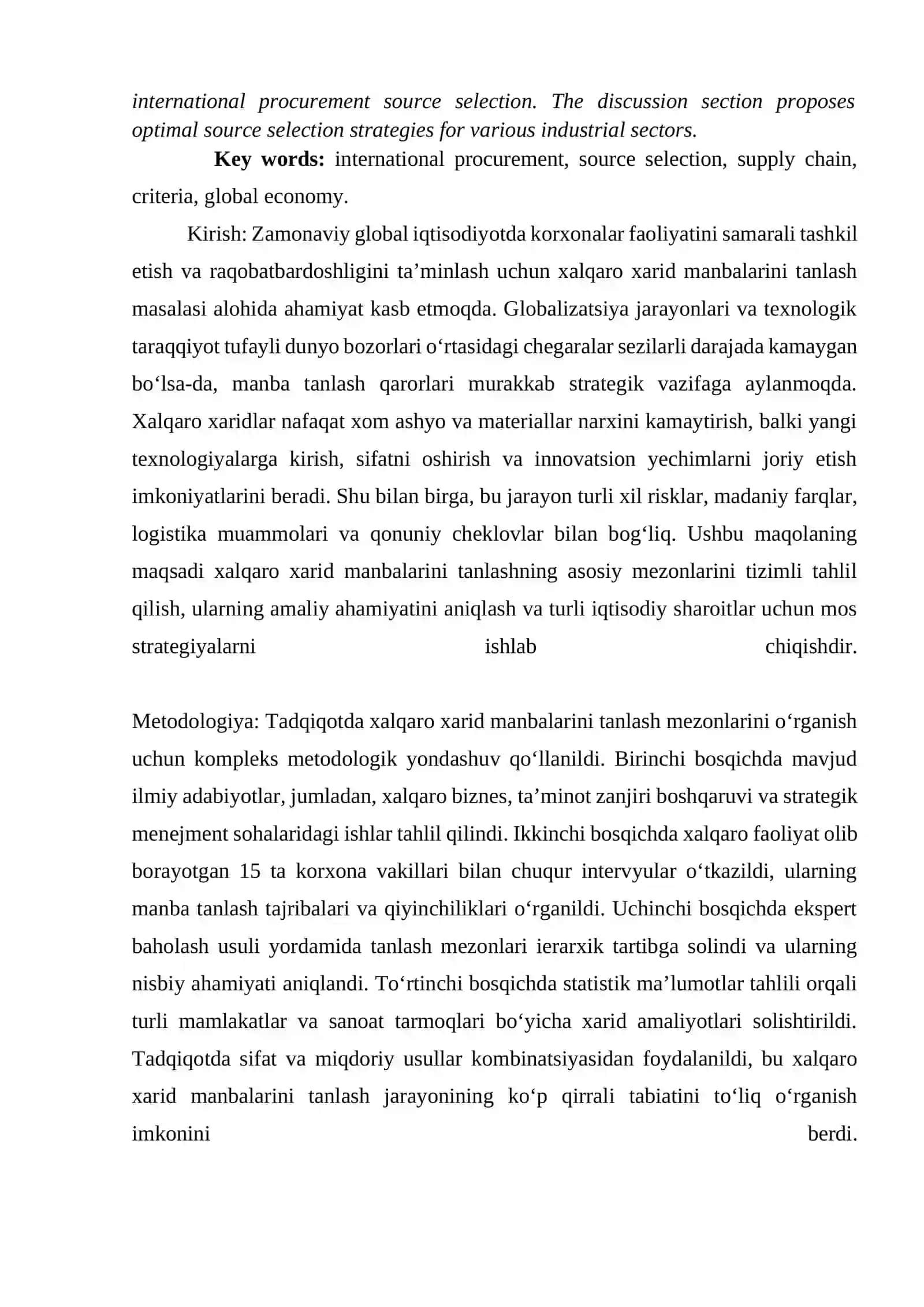XALQARO XARID MANBALARINI TANLASH MEZONLARI 2