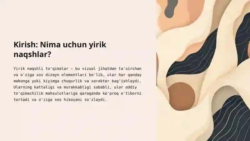 Yirik Naqshli To’qimalar San’at va Texnika 2