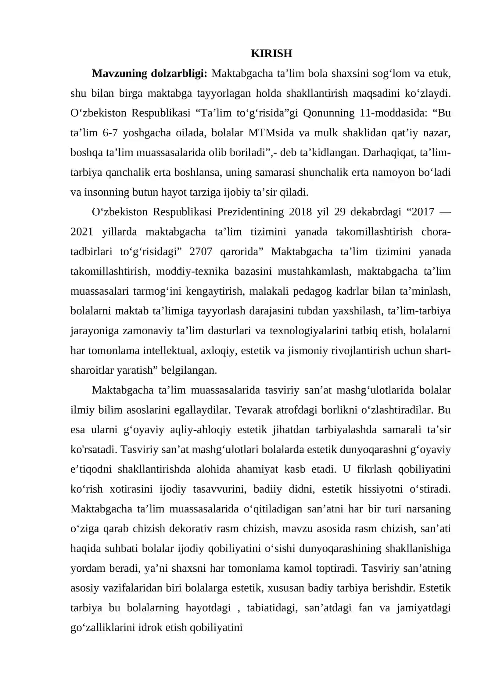 MAKTABGACHA TAYYORLOV GURUH BOLALARINI FAOLIYAT MARKAZLARIDAGI FAOLIYATLARINI LOYIHALASHTIRISH 2