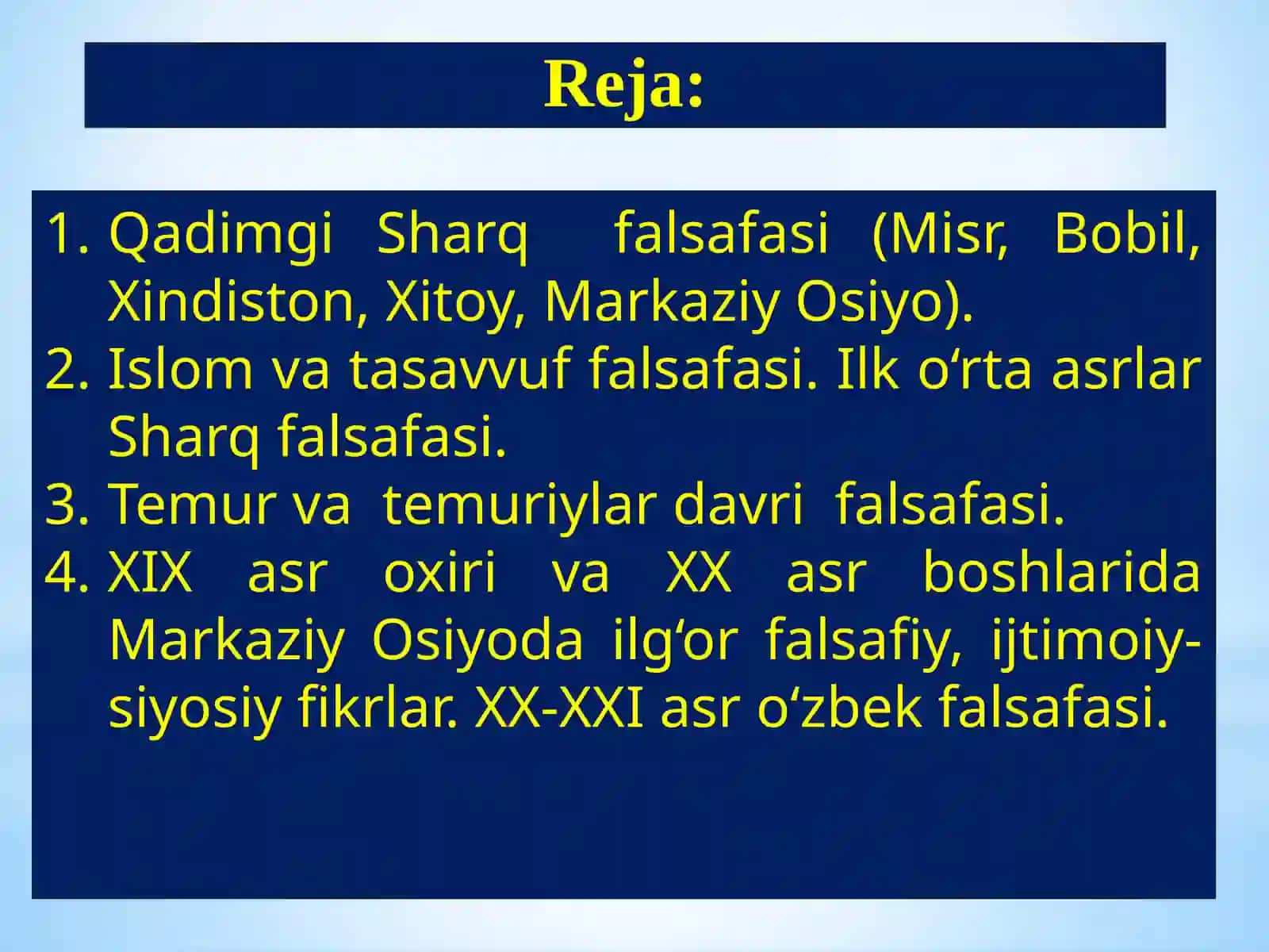 Qadimgi Sharq falsafasi (Misr, Bobil, Xindiston, Xitoy, Markaziy Osiyo) 2