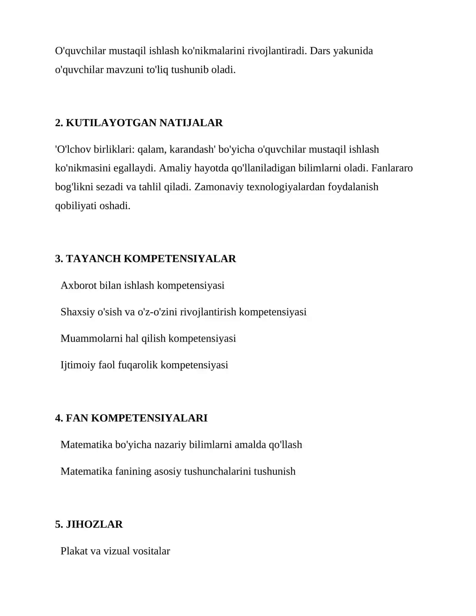 O'lchov birliklari: qalam, karandash 2