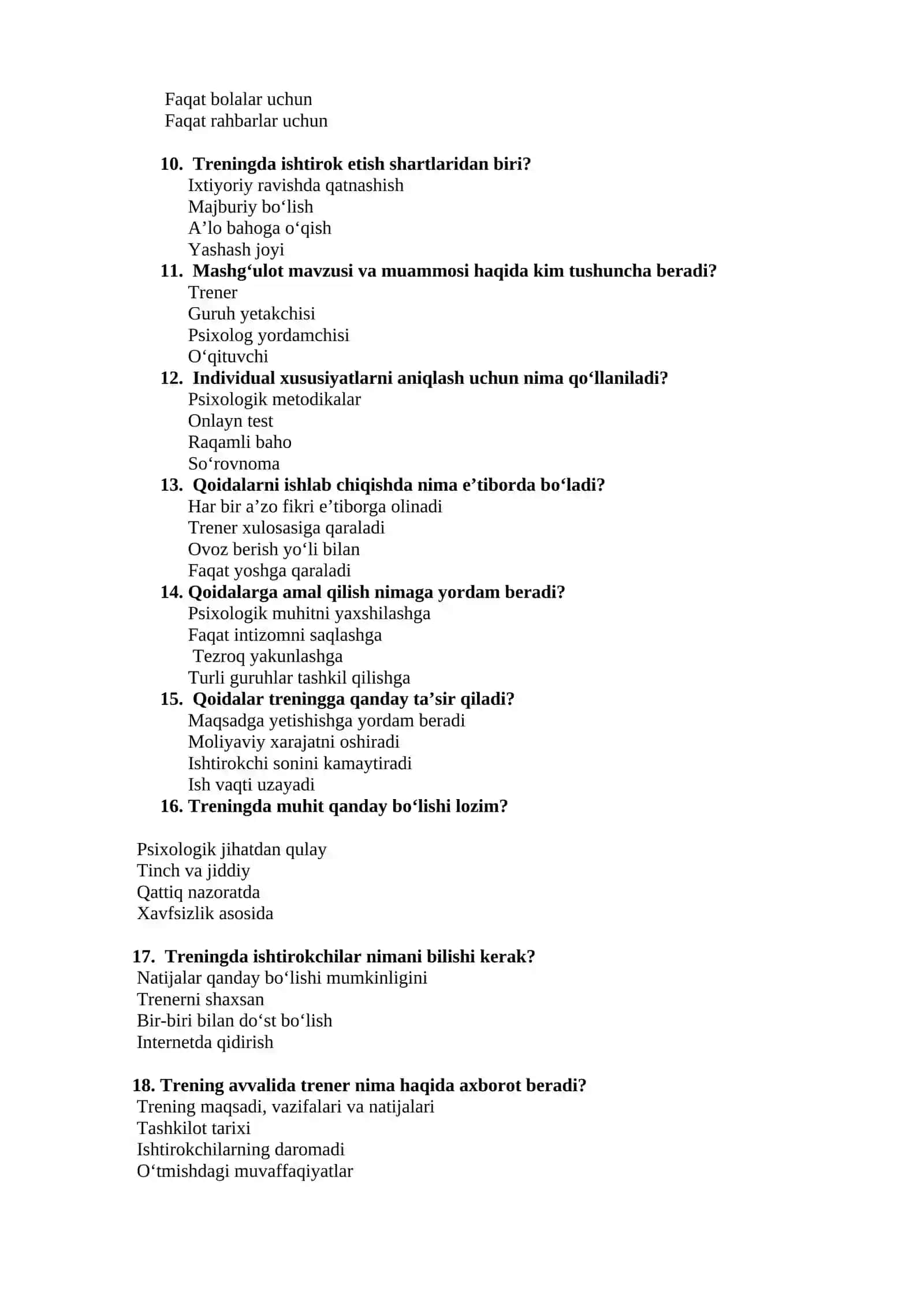Psixologik trening asoslari test 2