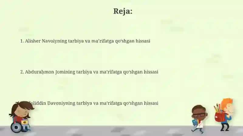 Abdurahmon Jomiy Alisher Navoiy Jaloliddin Davoniylarning talim tarbiyagaqoʻshganhissalari 2