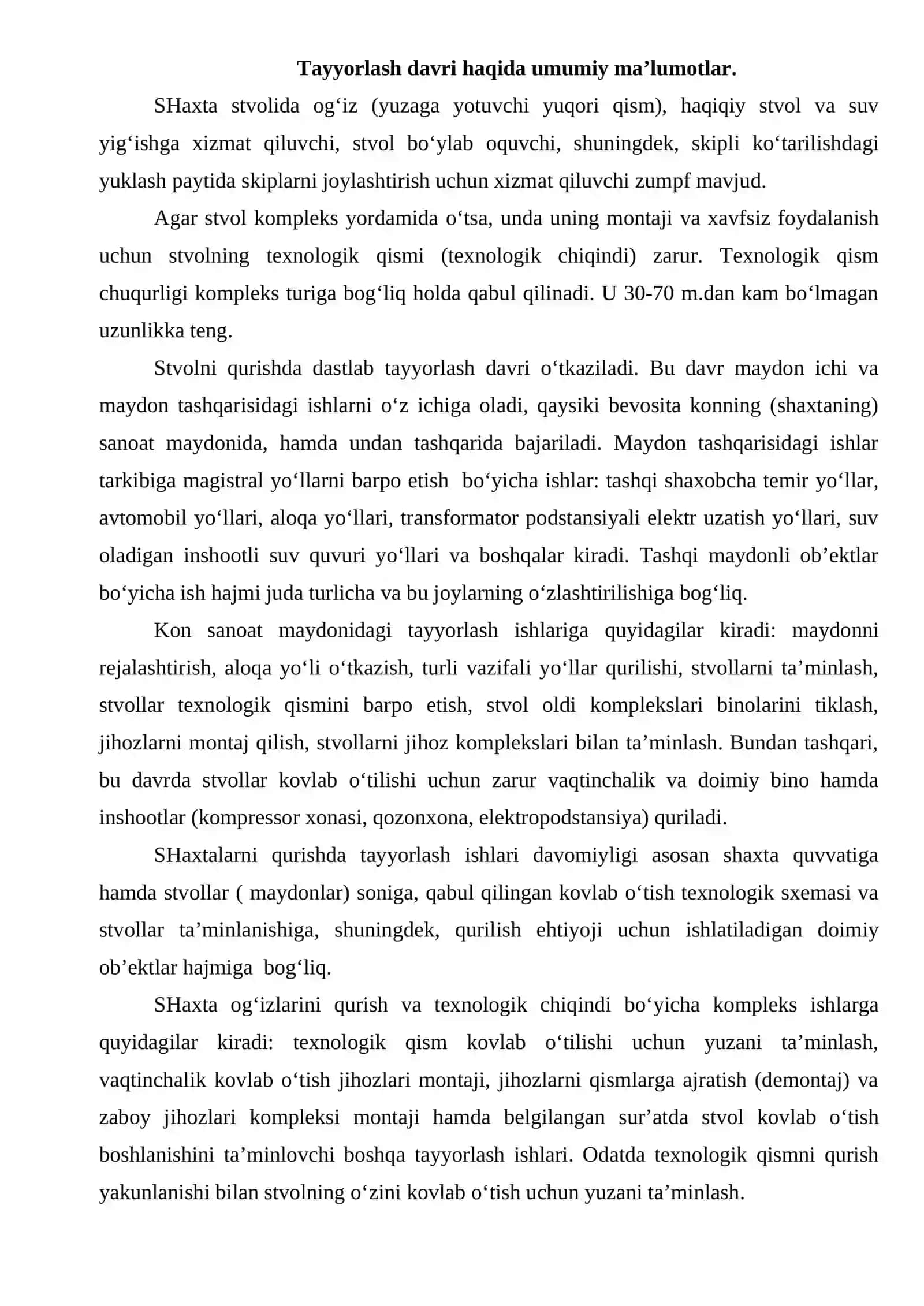Vertikal shaxta stvollarini o'tish jarayonlari 2