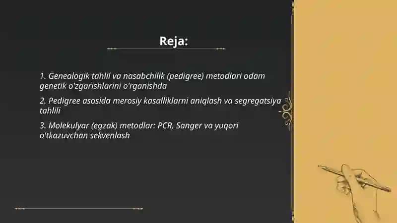 Odаm genetikasining O'zgarish Usullari: gealigik, egzaklar va population statistik 2