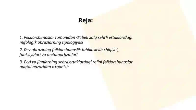 O‘zbek xalq sehrli ertaklarida mifologik obrazlarining folklorshunoslar tomonidan o'rganilishi 2