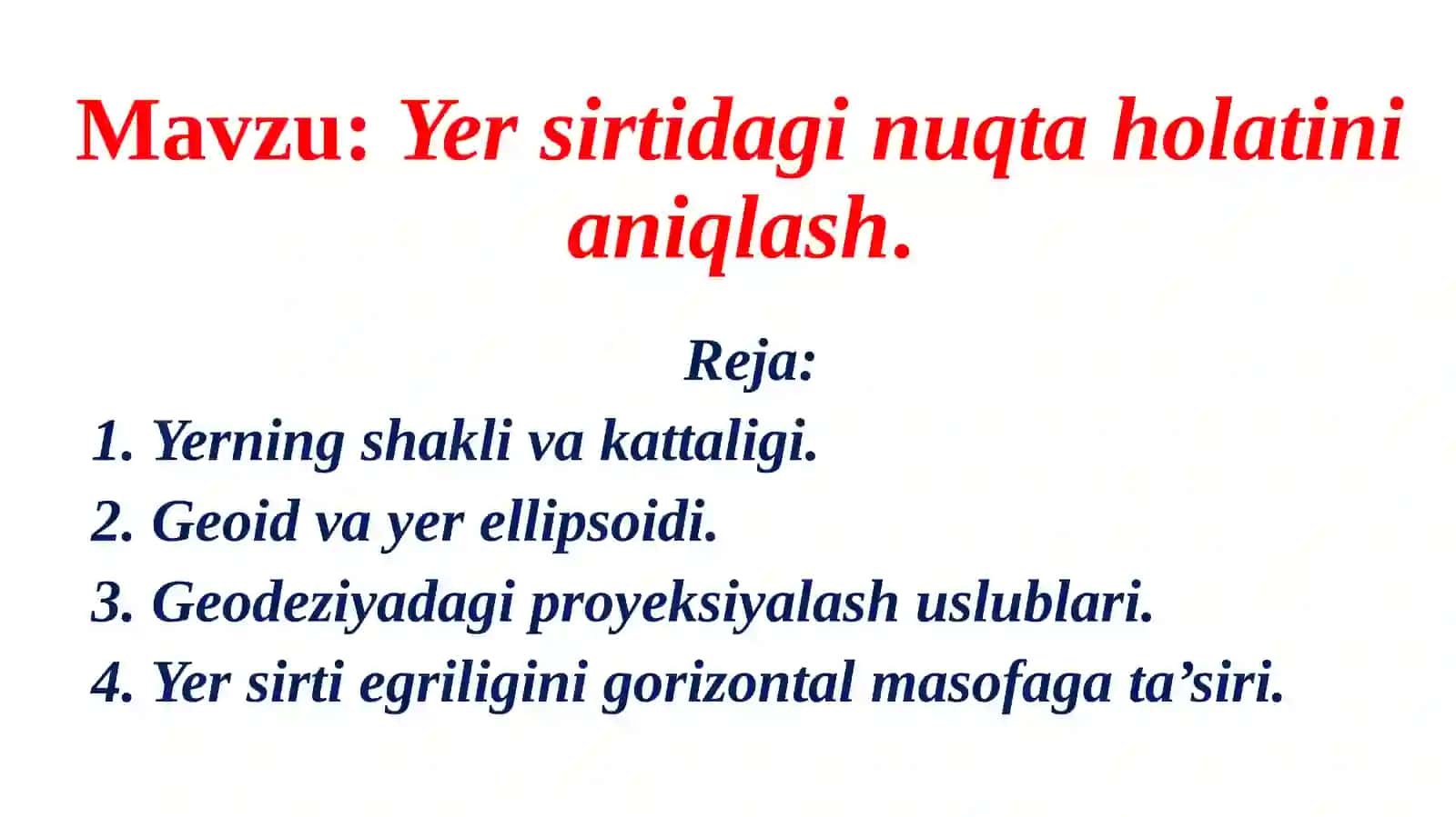 Yer sirtidagi nuqta holatini aniqlash 2