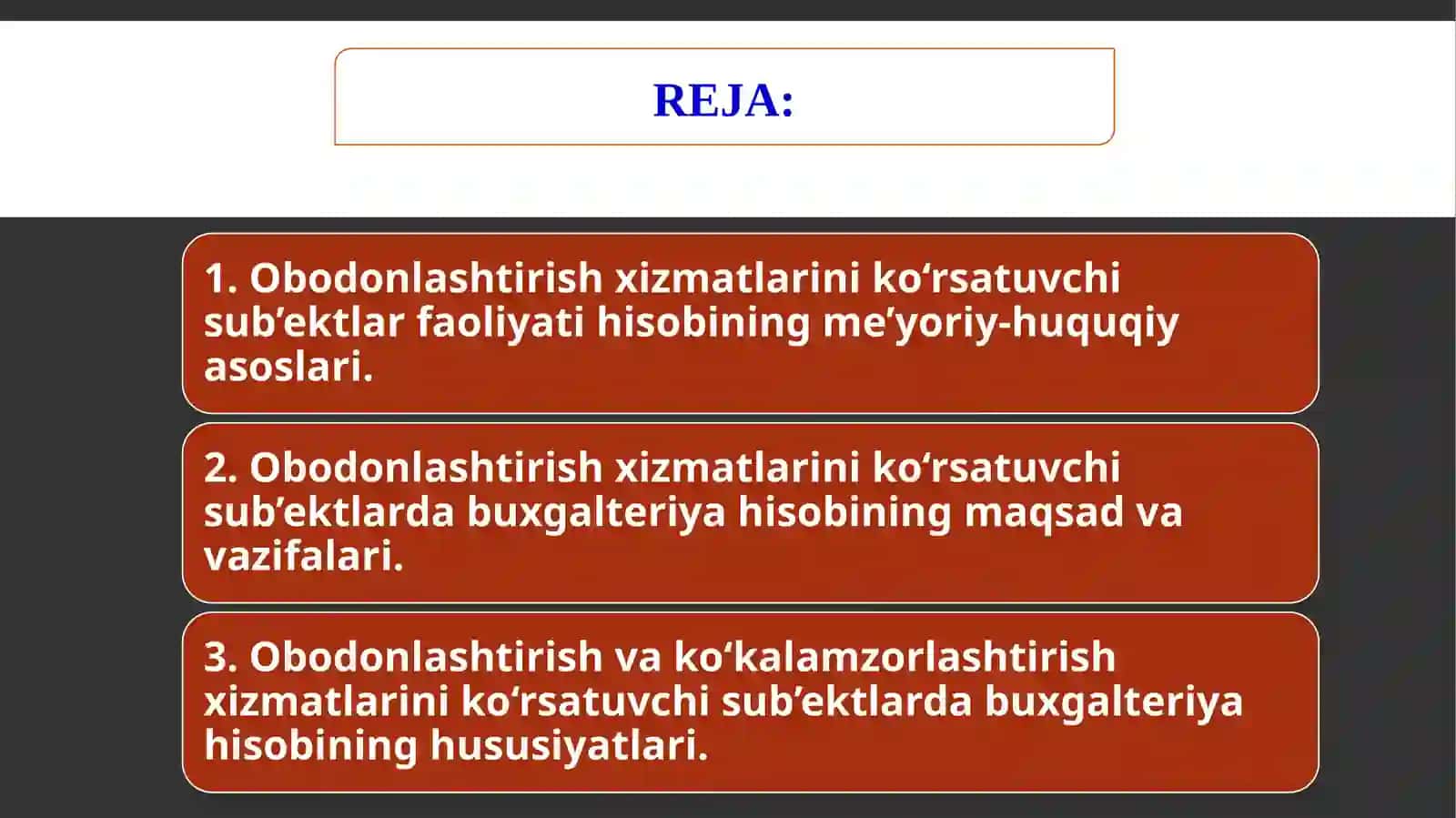 OBODONLASHTIRISH XIZMATLARINI KO‘RSATUVCHI SUB’EKTLARDA BUXGALTERIYA HISOBI 2