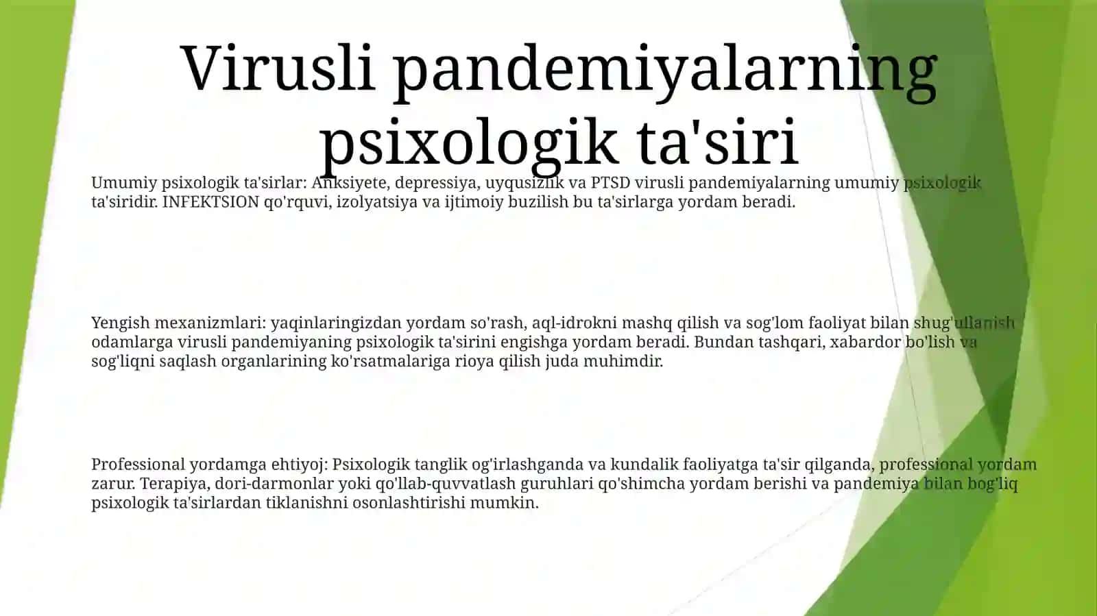 Virusli Pandemiya Holatida Psixologik Yordam 2