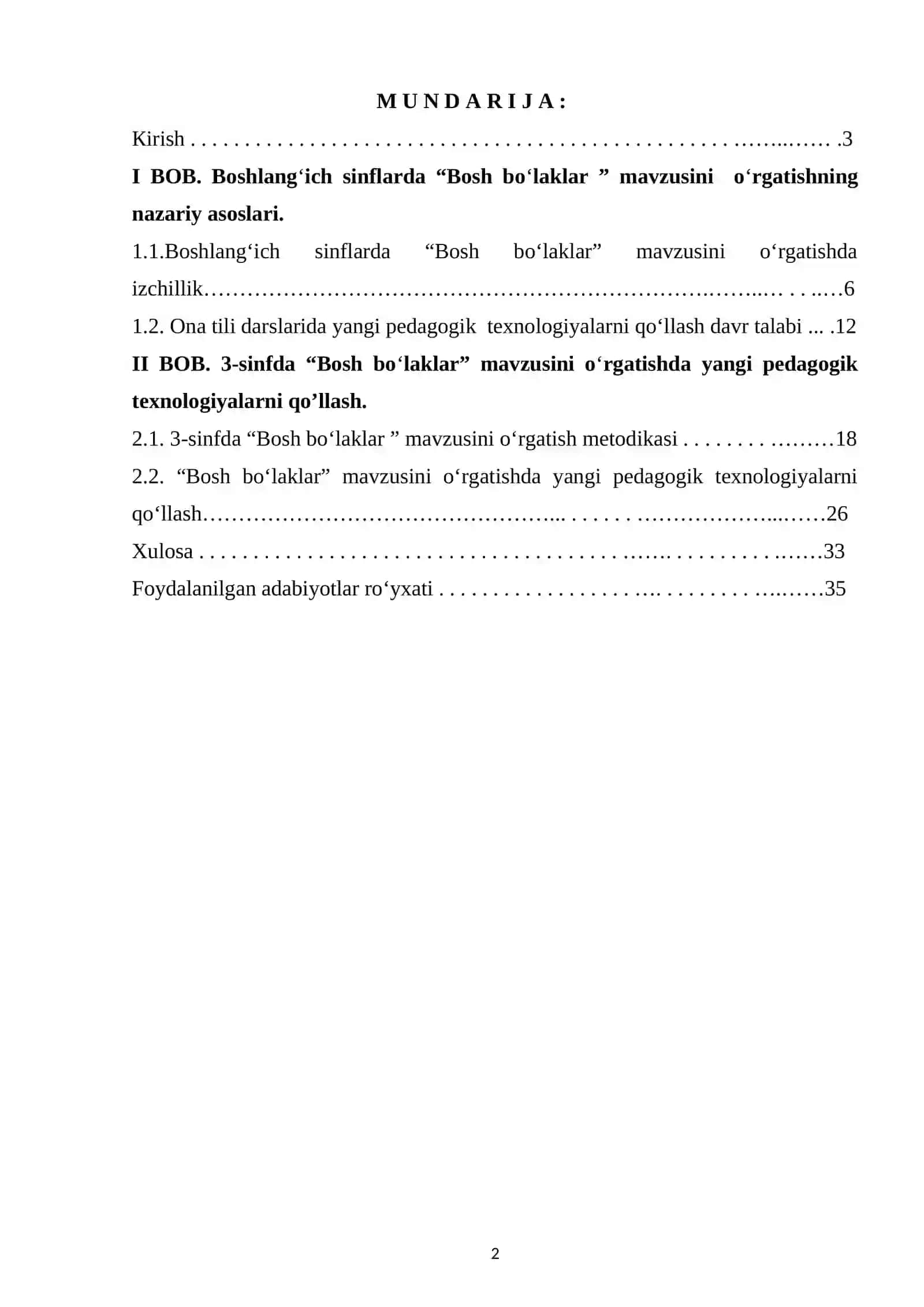3-sinfda “Bosh bo‘laklar” mavzusini o‘rgatishda yangi pedagogik texnologiyalardan foydalanish 2