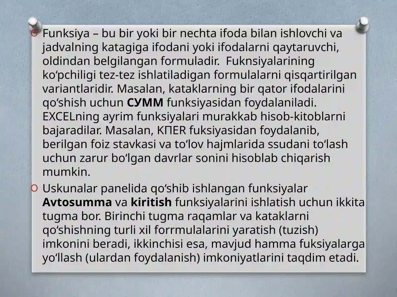 Funksiyalardan foydalanish 2
