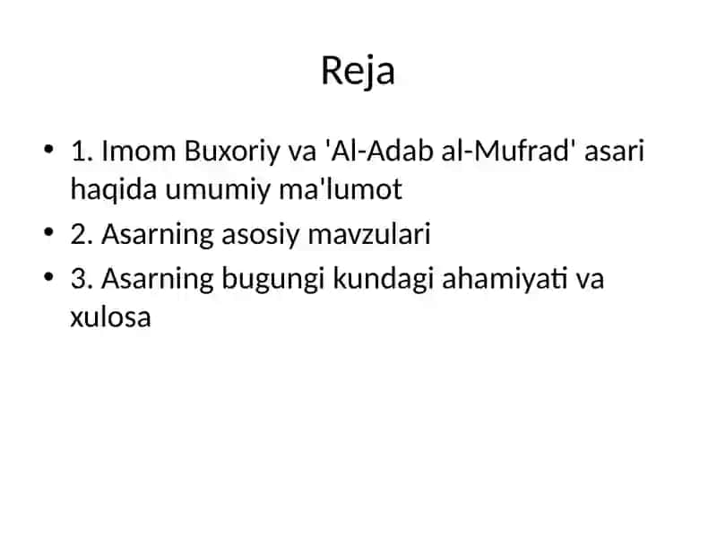 Imom Buxoriyning 'Al-Adab al-Mufrad' Asari 2