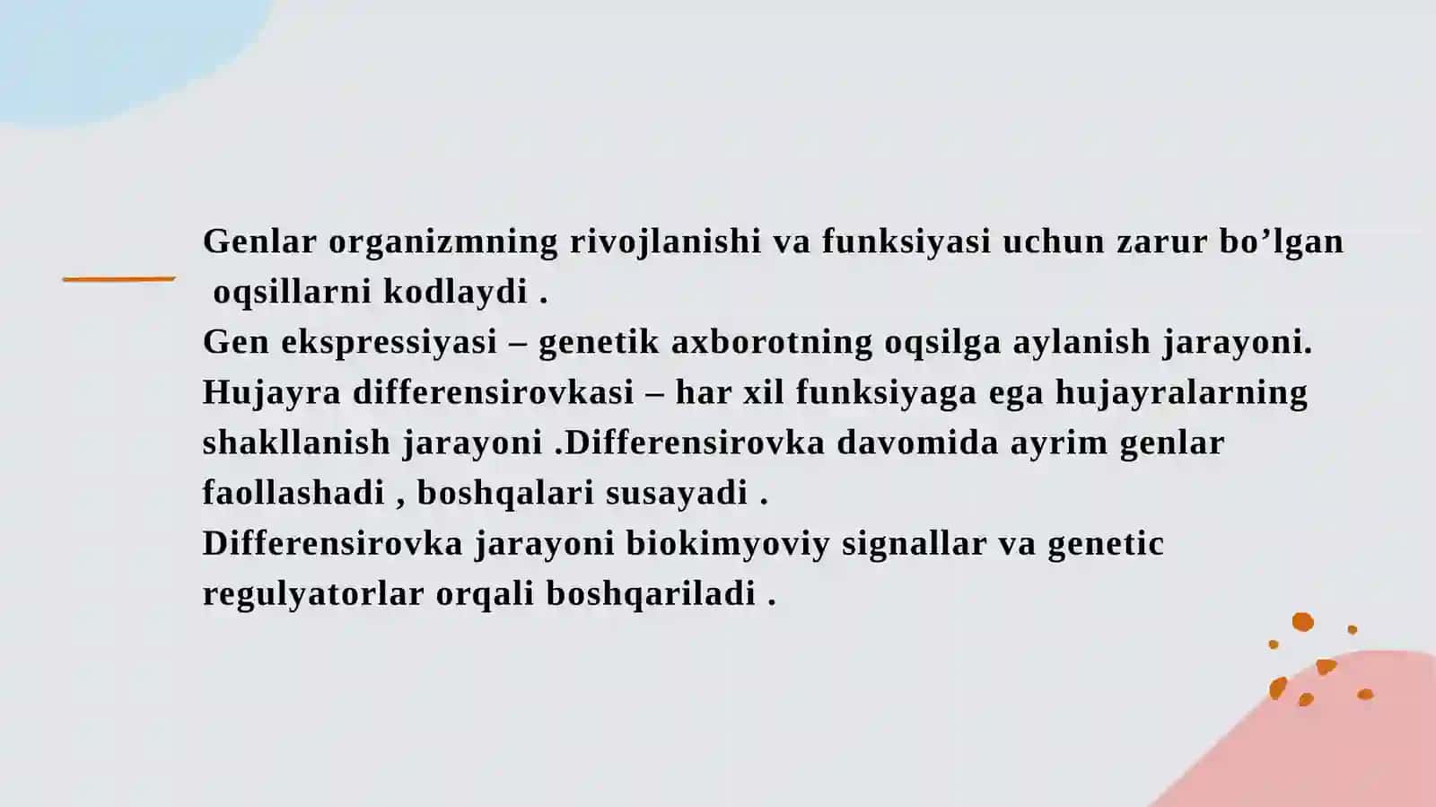 Genlarta’siriniboshqarilishi,hujayradifferensirovkasi.Reja 2