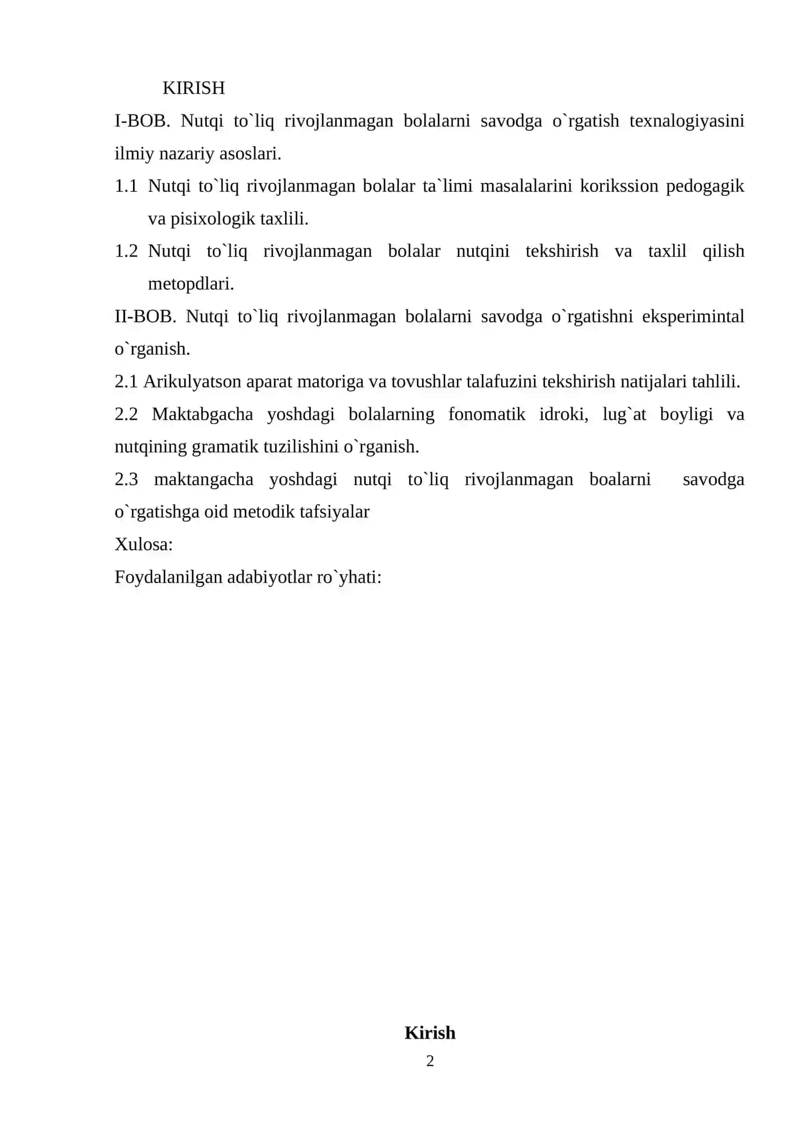 Nutqi to’liq rivojlanmagan bolalarni savodga o’rgatishning texnologik asoslari 2