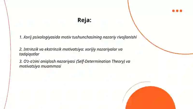Xorij psixologiyasida motiv va motivatsiya muammosi 2