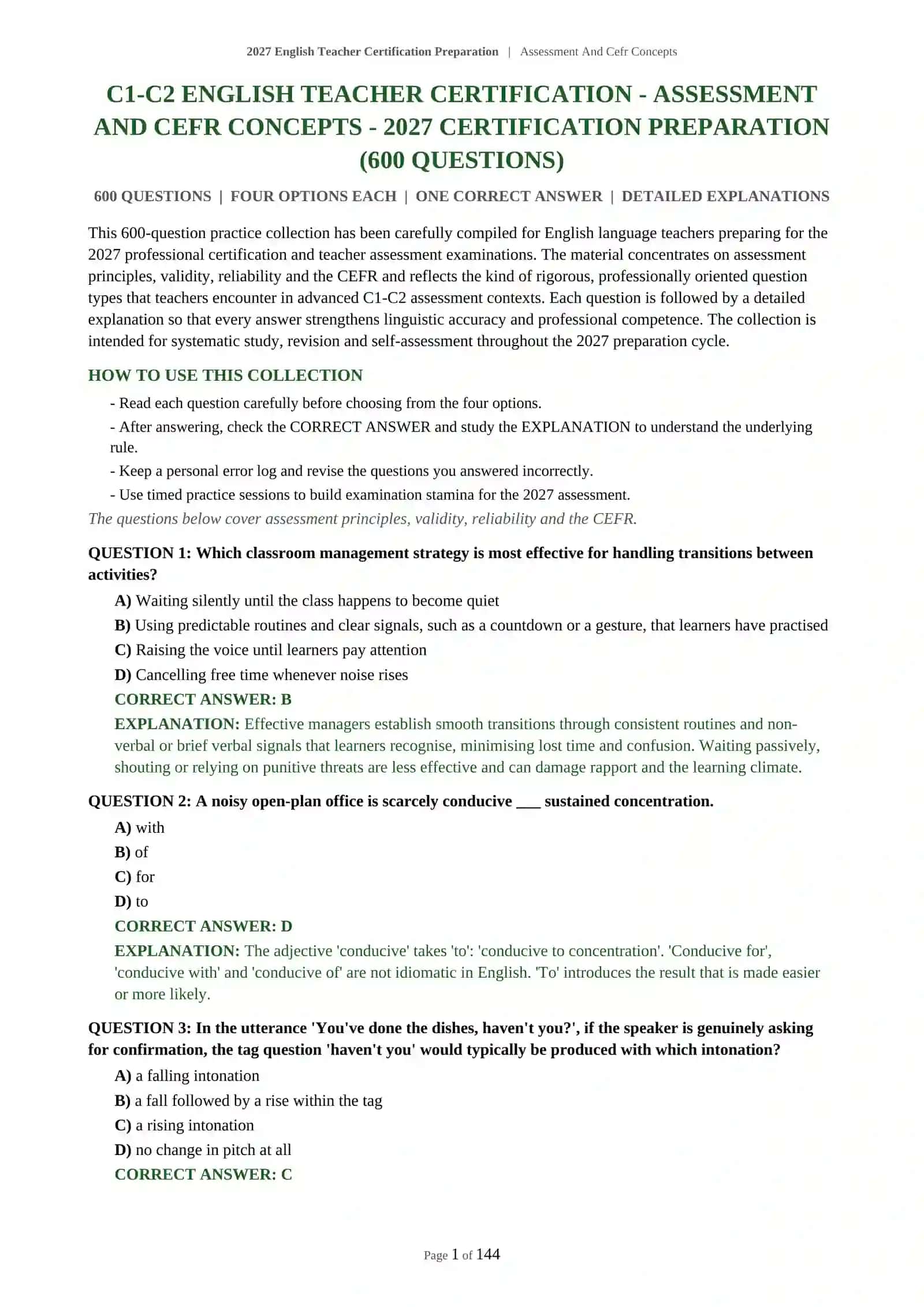 2027 English Teacher Certification Preparation | Assessment And Cefr Concepts 2