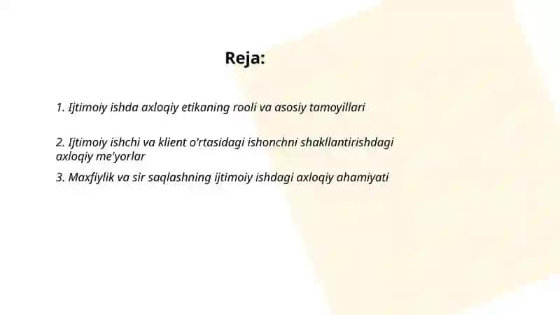 Ijtimoiy ishning axloqiy etikaning roli 2