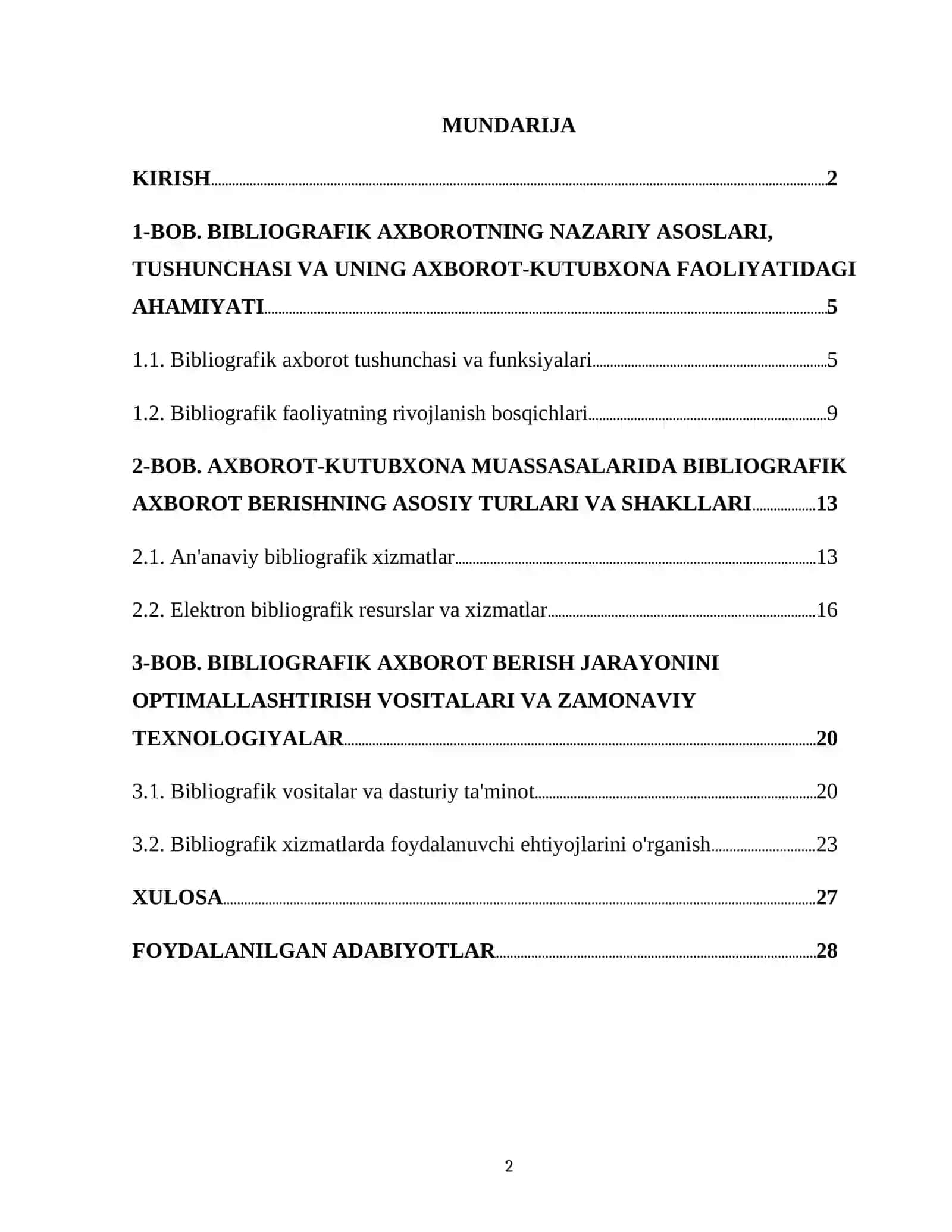 AXBOROT KUTUBXONA MUASSASALARIDA BIBLIOGRAFIK AXBOROT BERISH TURLARI VA VOSITALARI 2