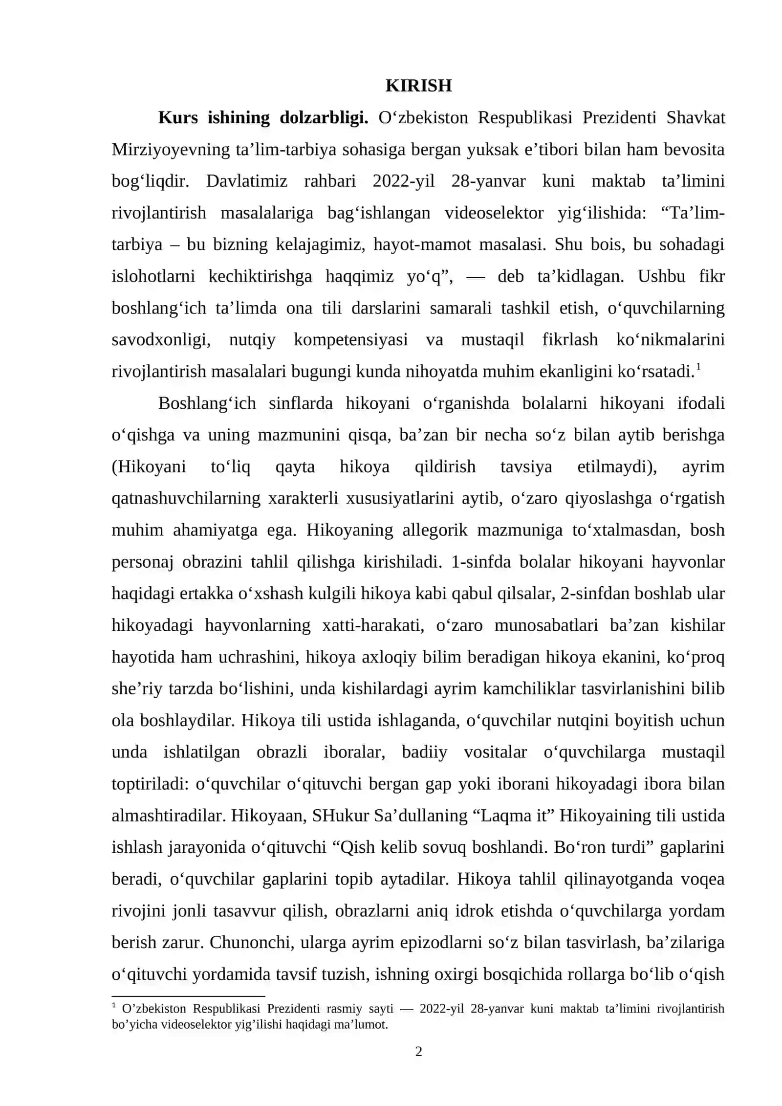 ONA TILI VA OʻQISH SAVODXONLIGI DARSLARIDA HIKOYA OʻTISH METODIKASI (4-SINFDA) 2