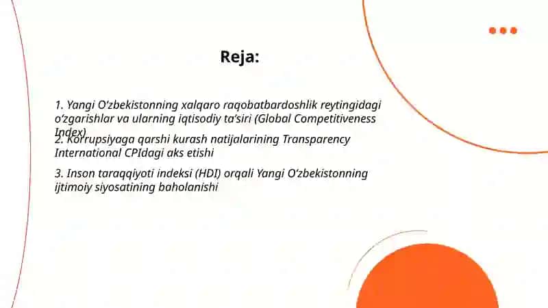 Yangi O‘zbekistonning xalqaro raqobatbardoshlik reytingidagi o‘zgarishlar va ularning iqtisodiy taʼsiri 2