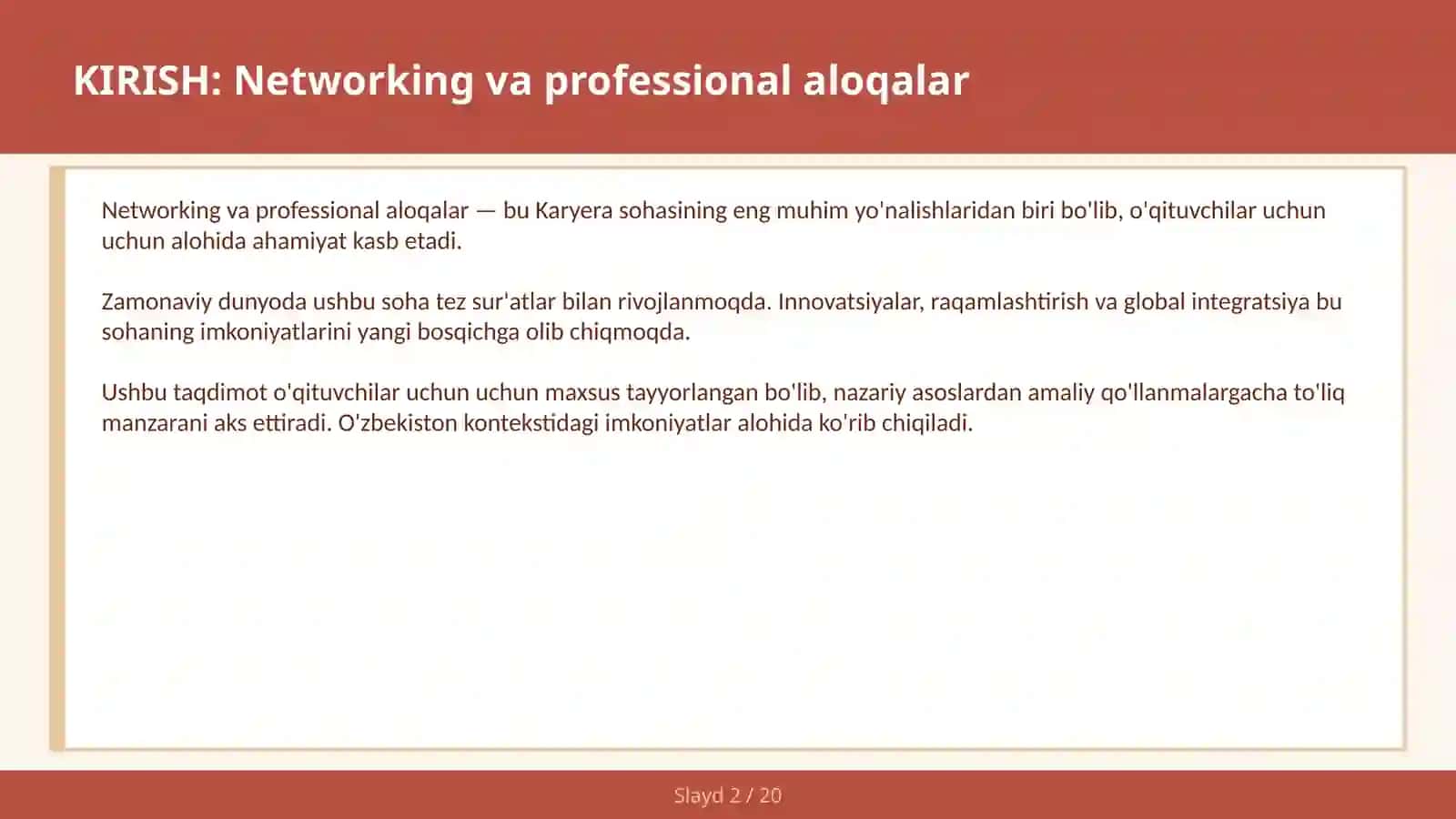 Networking va Professional Aloqalar 2