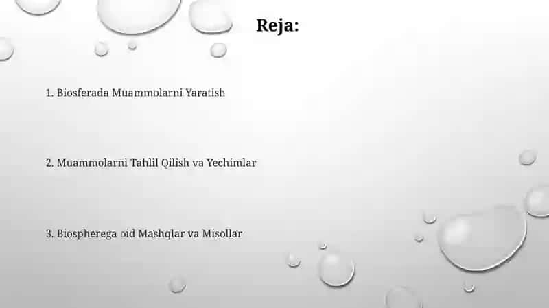Biosferaga oid masala va mashqlar tuzish hamda yechish 2