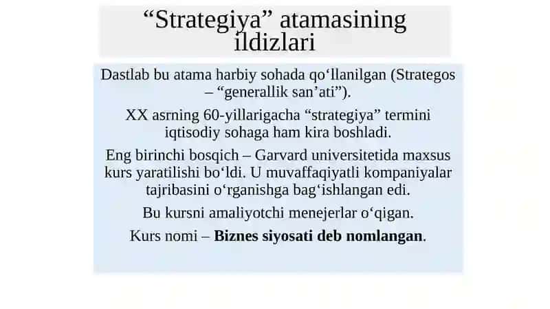 STRATEGIK BOSHQARUVNING NAZARIY ASOSLARI 2