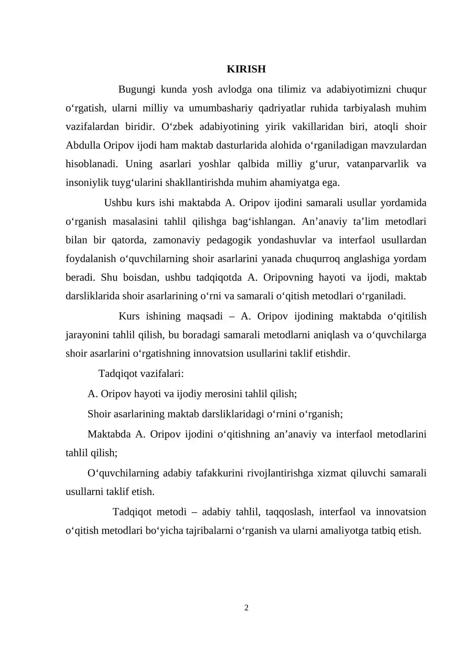 MAKTABDA ABDULLA ORIPOV IJODINI OʻRGANISHNING SAMARALI USULLARI 2
