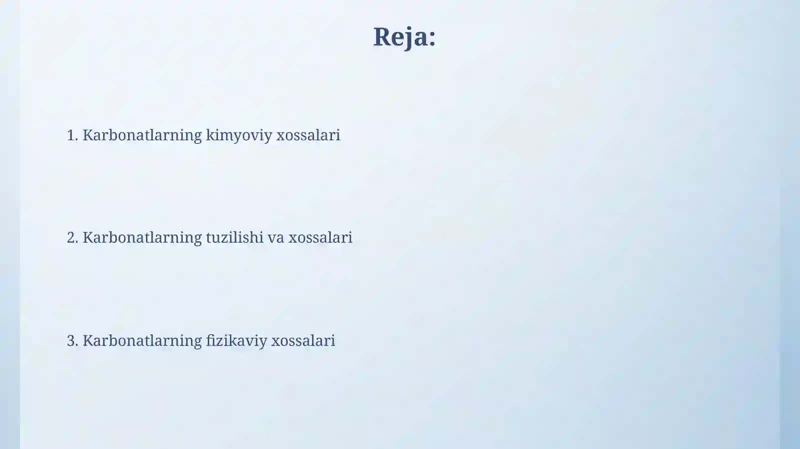 Karbonatlar va ularning fizik-kimyoviy xossalari 2