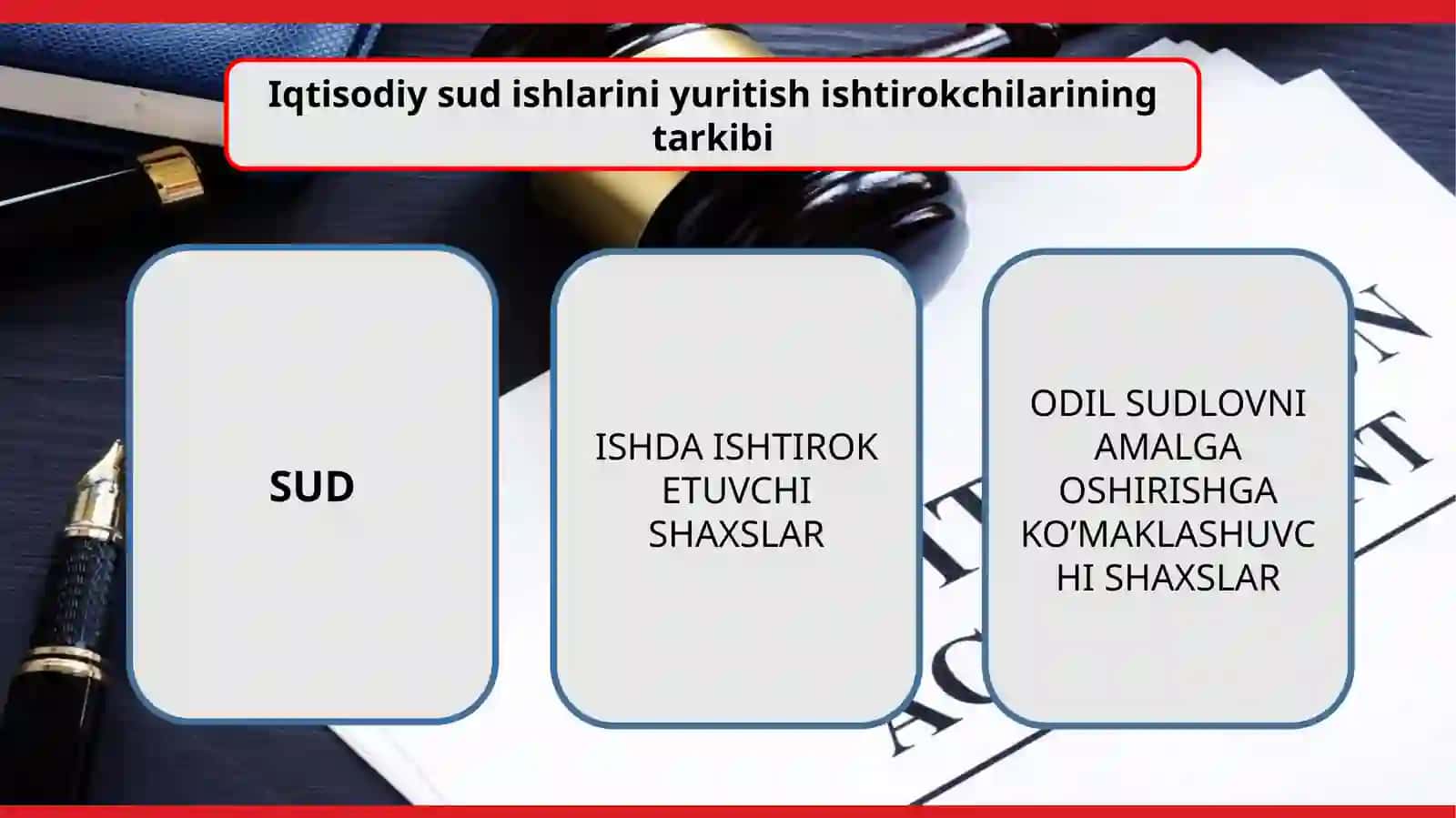 Iqtisodiy sud ishlarini yuritish ishtirokchilari POMEDIWERPOINT TEMPLATE 2