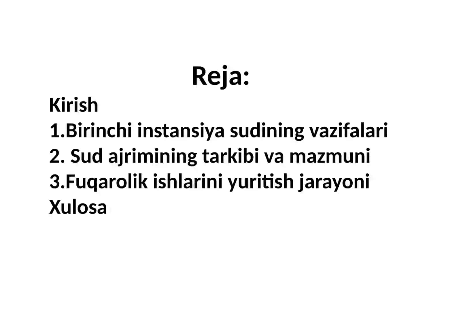 Birinchi instansiya sudining hal qiluvchi qarori va sud ajrimini fuqarolik ishlari boʻyicha sud ishlarini yurituvi 2