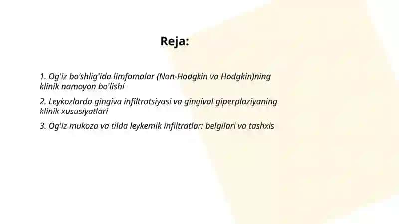 Og'iz bo'shlig'ida limfoproliferativ va qon tomir kasalliklarining klinik nomoyon bo'lish xususiyatlari 2