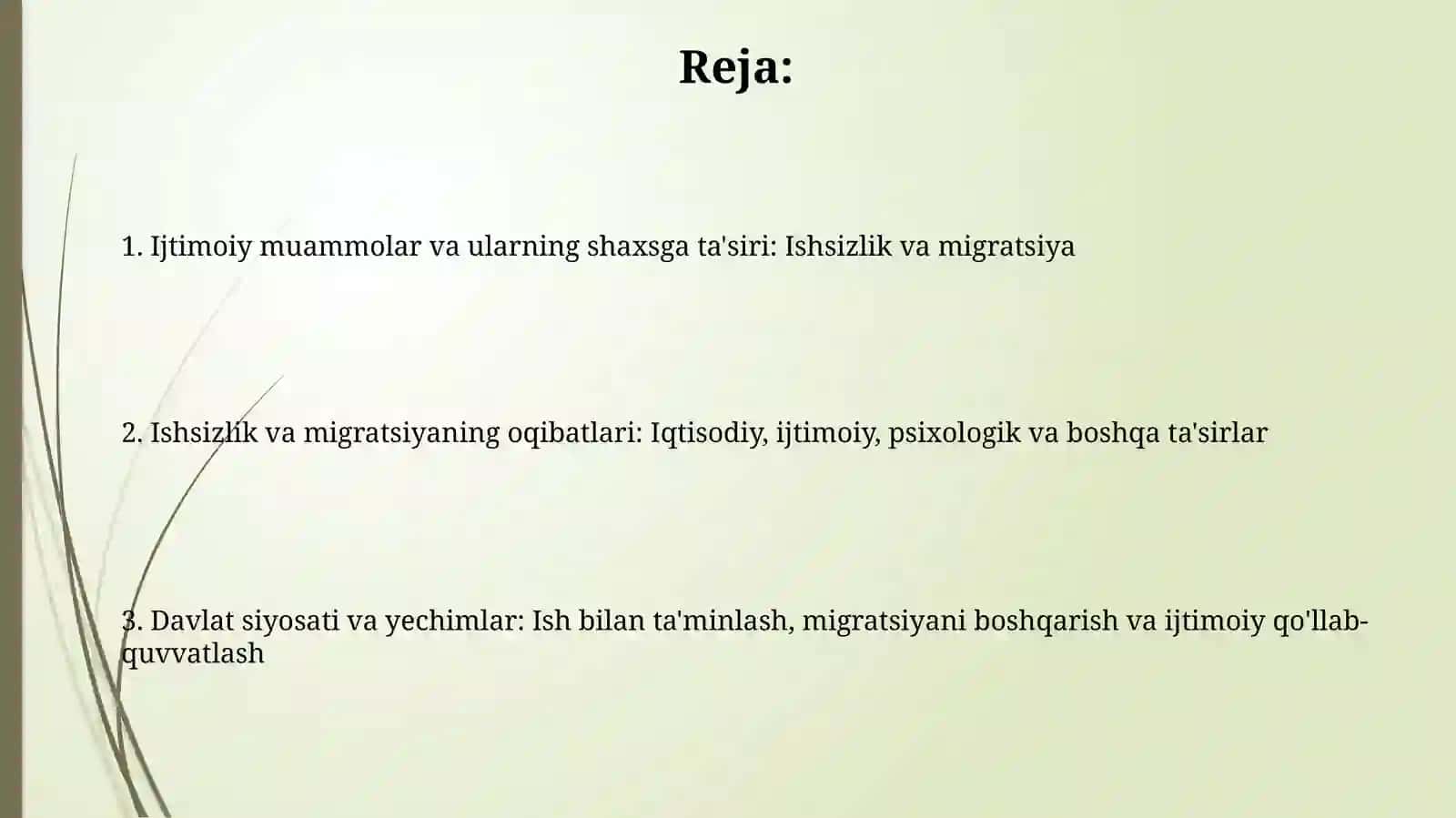 Ijtimoiy muammolar va inson xulq-atvori: ishsizlik, migratsiya va ularning shaxsgata'siri 2